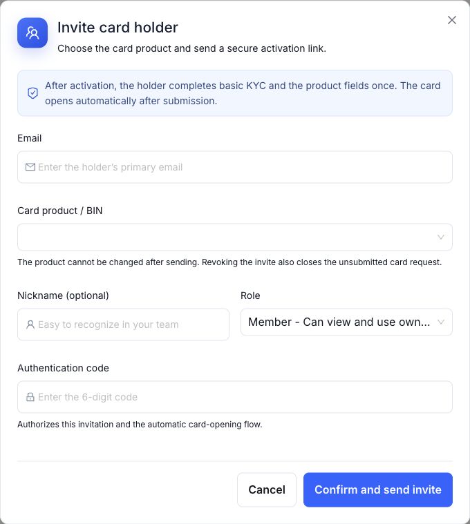 Invite team member dialog