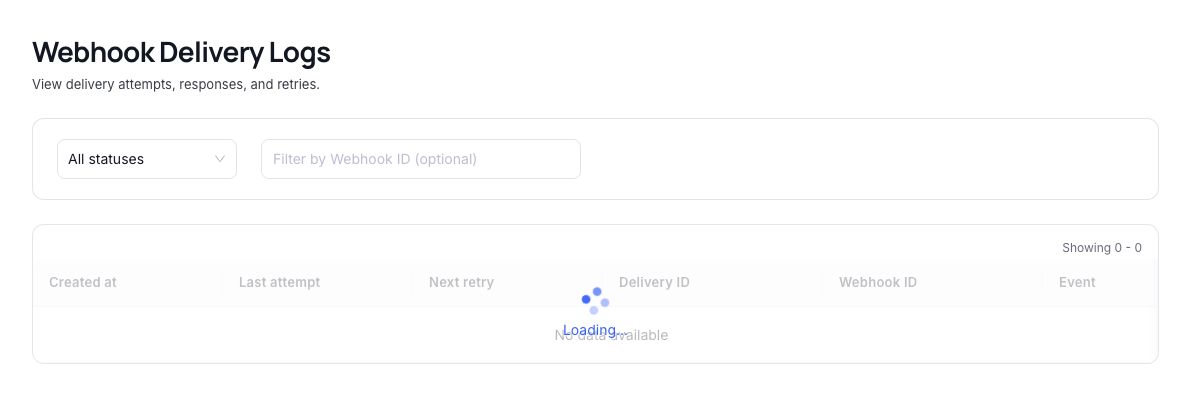 Webhook delivery logs